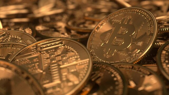 Bitcoin Cash (BCC) coin. Money futuristic network business concept. Digital background. Virtual reality, cyber. Blockchain technology, mining concept. Forward movement. 3d animation of 4K