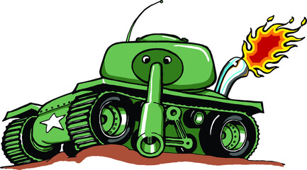 Obraz premium Cartoon Army Tank | WW2 US Sherman 