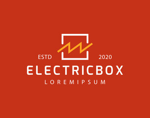 Electric Logo Design Template. Power Box Icon Line Art Vector