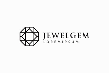 Geometric Diamond Logo Design Template. Diamond Home Icon Line Art Vector