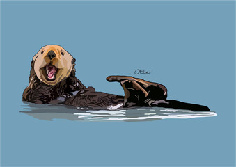 Vector Illustration of adorable Otter	