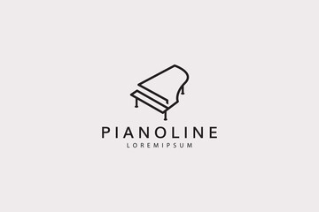 Piano Line Logo Design Template. Modern Piano Icon Line Art Vector