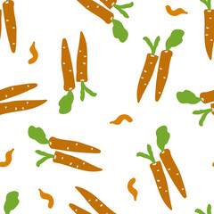 seamless pattern with hand-drawn carrot vector illustration. Good for textile, greeting card, wallpaper, fabric, wrapping paper.