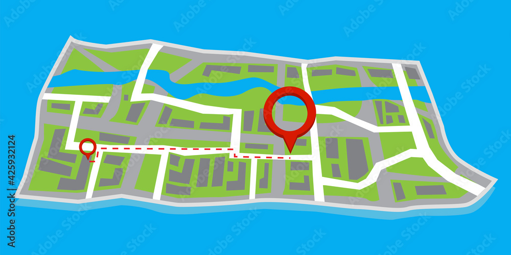 Poster map with red pin. world map. abstract map with red pin for concept design. stock image. vector illus
