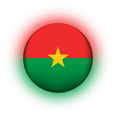 Glass light ball with flag of Burkina Faso. Round sphere, template icon. National symbol. Glossy realistic ball, 3D abstract vector illustration highlighted on a white background. Big bubble