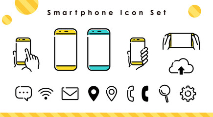 シンプルなスマートフォンアイコンセット　　　Smartphone Simple Design Icon Set - obrazy, fototapety, plakaty