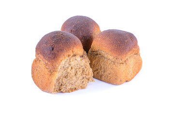 rye bread with garlic is isolated on a white background, selective focus.