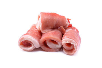 Pork meat rolls isolated on a white background.selective focus.