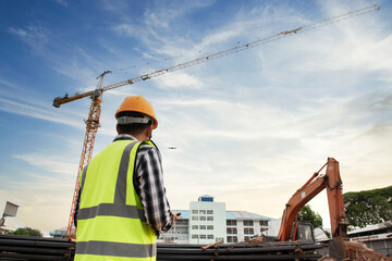 Construction Work Inspection Drone Supervisor Construction Site Inspection by Civil Engineers Using Drones