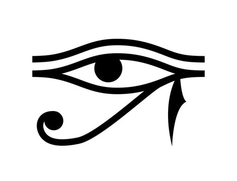 Eye of Horus. Ancient Egyptian symbol. Amulet Wadget. Isolated vector image in black on white background. Vector icon