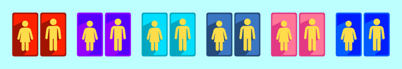 set of rest room cartoon icon design template with various models. vector illustration isolated on blue background