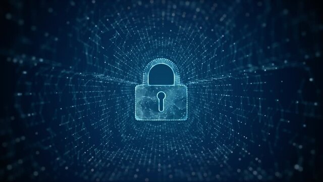 Padlock of Cyber Security Digital Data, Digital Data Network Protection, Global Network Connection, Big Data Analysis Future Background Concept.