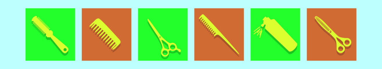set of barber tools cartoon design template with various models. vector illustration isolated on background