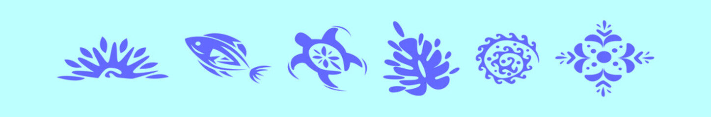 Obraz premium set of hawaii tribal cartoon icon design template with various models. vector illustration isolated on blue background