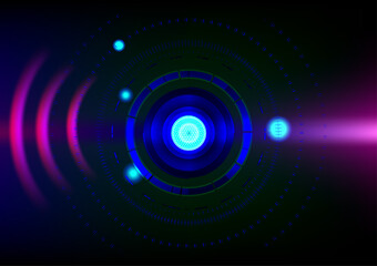 Tech circle technology digital art spiral blue round with abstract background wallpaper vector and illustration EPS10