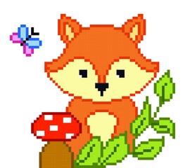 Fototapeta premium horse pixel art on white background.