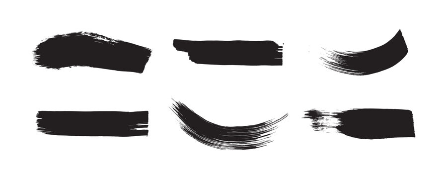 set of paint ink scratch isolated on white background. grungy blank line stroke. modern paint brush swatches drawing collection.