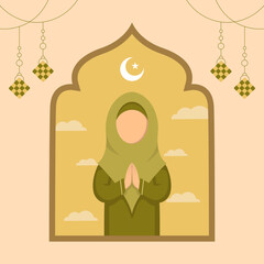 Ramadan Kareem Mubarak Greeting Card. Happy & Holy Ramadan. Month of fasting for Muslims. Arabic Calligraphy. logo in arabic letters with islamic ornament. flat design.