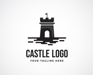 castle wall art logo design illustration