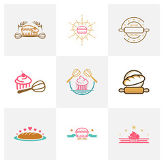 Set of Bakery logo design vector illustration, Creative Bakery logo design concept template, symbols icons