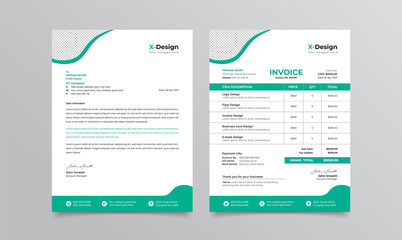 Travel agency branding identity letterhead and invoice template