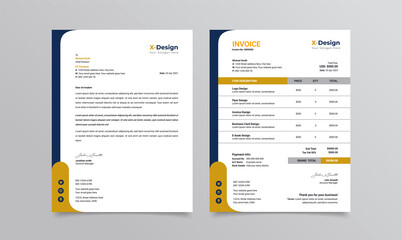Corporate business branding identity or stationery design with letterhead and invoice 