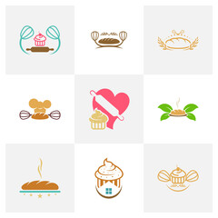 Set of Bakery logo design vector illustration, Creative Bakery logo design concept template, symbols icons