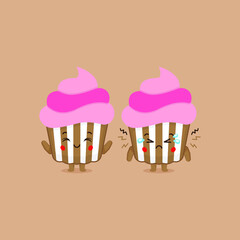 Cute Cake with Smiling and Sad