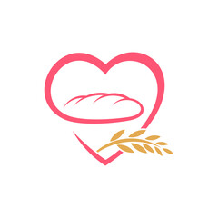 Love Bakery logo design vector illustration, Creative Bakery logo design concept template, symbols icons