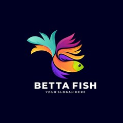Obraz premium betta fish fire modern logo vector illustration design 