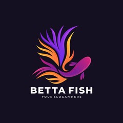 betta fish fire modern logo vector illustration design
