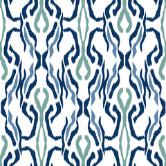 Ikat seamless pattern as cloth, curtain, textile design, wallpaper, surface texture background. Vector EPS10