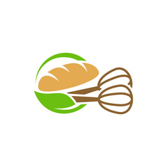 Leaf Bakery logo design vector illustration, Creative Bakery logo design concept template, symbols icons