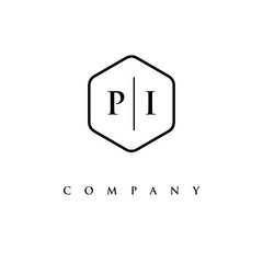 initial PI logo design vector
