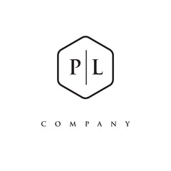 initial PL logo design vector