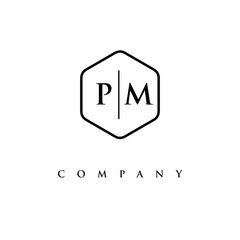 initial PM logo design vector