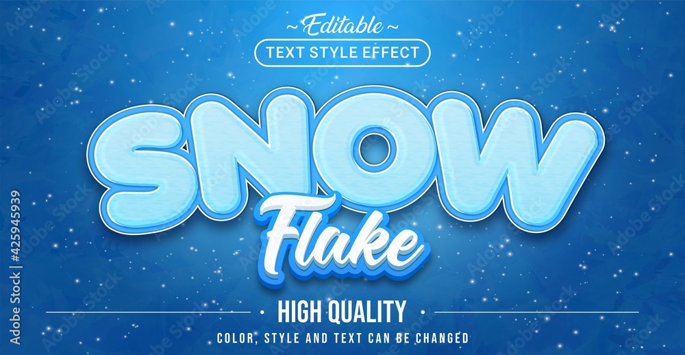Poster Editable text style effect - Snowflakes text style theme.