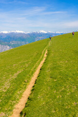 Fototapeta premium Fragment of a nice mountain view from the trail at Monte Baldo in Italy.