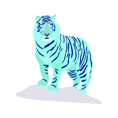 The symbol of the New Year 2022, the year of the Tiger in China and East Asia, the background for a festive greeting card,  posters, brochure, calendar. The year of the water blue tiger. Vector