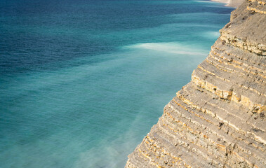 Beautiful landscape sea view with clear turquoise calm water and sandy rocks