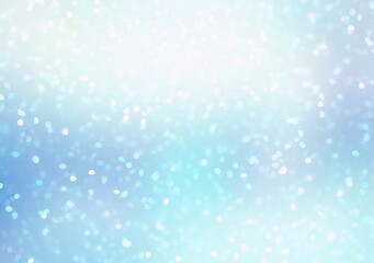 Fototapeta na wymiar Snow petals fly on blue clear blurred background. Light winter illustration. Delicate glass glitter abstract texture.