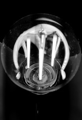 Glowing filament in a light bulb