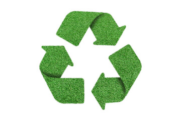 Recycle logo symbol of green grass, isolated on white background