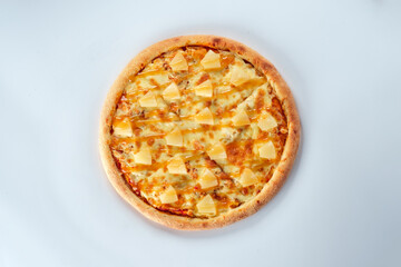 Pizza isolated on white background. Top view. Italian food concept. Appetizing pizza.