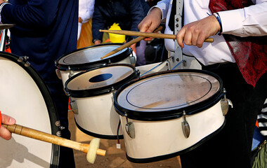Fototapeta na wymiar Triple Marching Drum