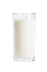 Glass of milk isolated on white background.