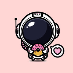 cute astronaut cartoon vector design holding a donut