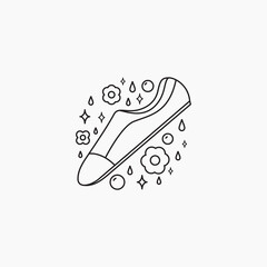Flowery fragrance clean shoe icon and vector illustration
