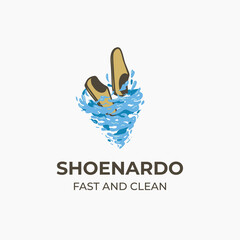 Shoes water wash tornado illustration and logo vector template design