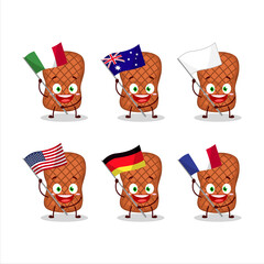 Beef cartoon character bring the flags of various countries